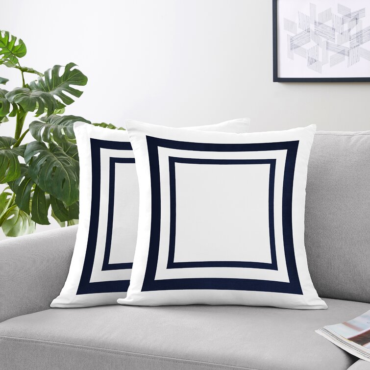 Sweet Jojo Designs Navy Blue Decorative Accent Throw Pillow (Set of 2)