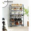Range-chaussures, range-chaussures à 6 niveaux, support en métal pour le garage, ensemble de 2 tablettes empilables à 3 niveaux, avec tablettes réglables plates ou en angle, 18 à 24 paires, gris anthracite