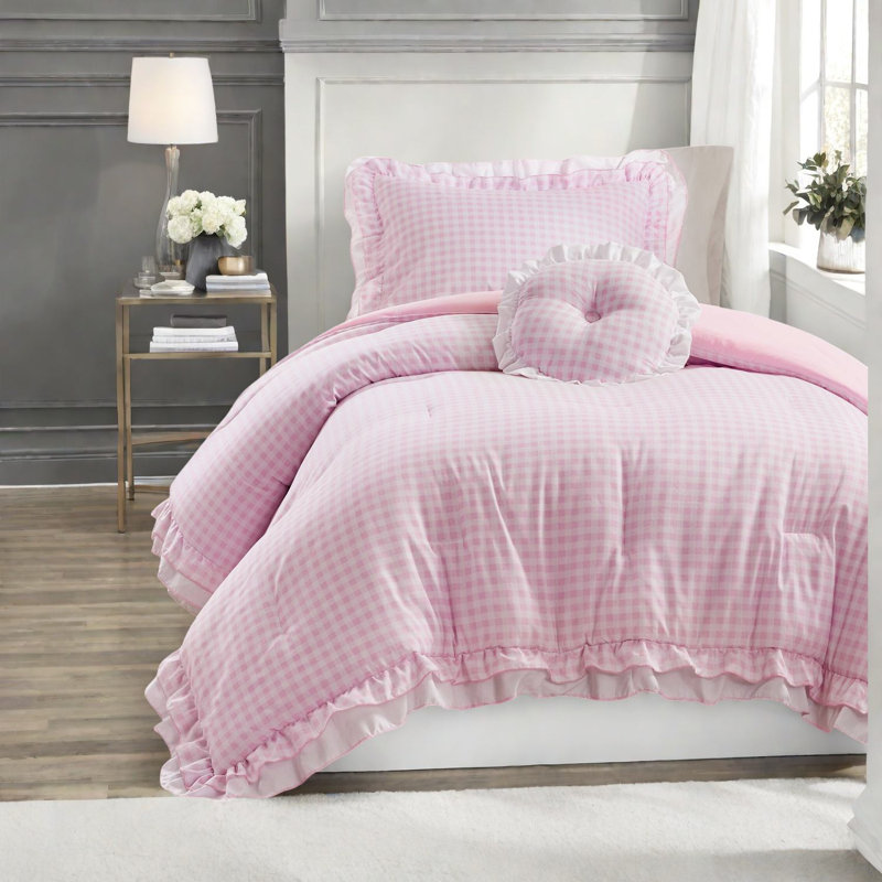 Ensemble de literie romantique 3 pièces en microfibre douce à double volants, parfait pour toutes les saisons