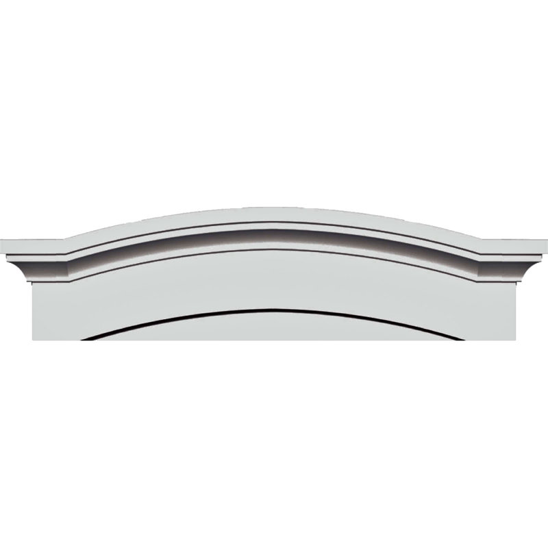 Largeur du bas 57 1/2 po x largeur du haut 61 5/8 po x H 14 7/8 po x P 1 1/8 po fronton massif