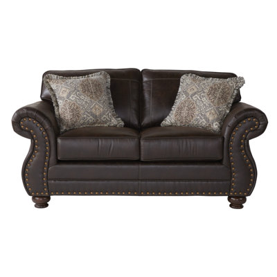 Modern Sofa Fabric Upholstered Nailhead Loveseat