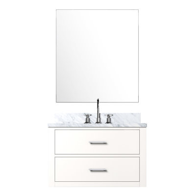 30 po L x P 22 po, meuble-lavabo blanc avec comptoir en marbre et robinet, miroir et comptoir 30 po 22 po
