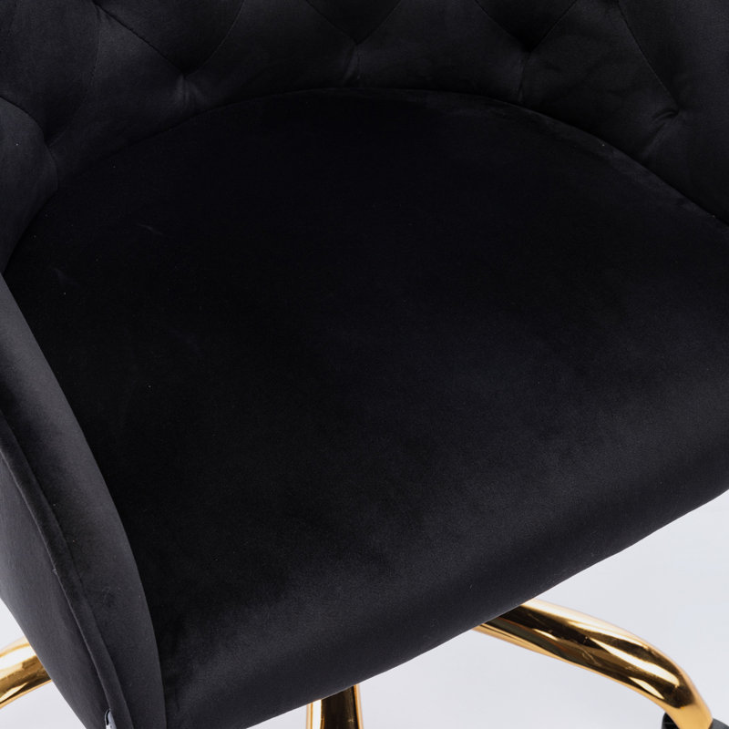 Chaise de bureau pivotante à hauteur réglable moderne pour bureau à domicile, Noir, noir, noir, noir, Doré