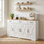 Buffet 55 po avec 3 tiroirs et tablettes réglables, armoire de rangement blanche pour café, blanc-1836501999