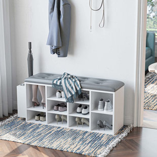 Sturdis Shoe Storage Bench with Cushion - Gray