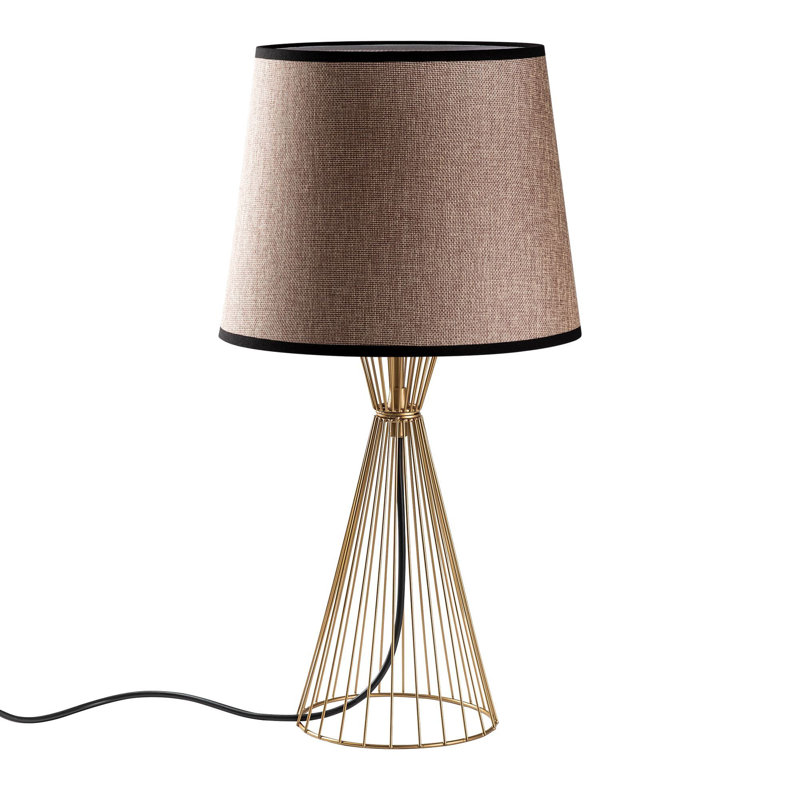 Glamorous Metal Body Table Lamp, Gold Finish, 11.0 x 11.0 x 21.7 inches | Fabric Cap Ø8.7-11.0 inches h:8.7 inches | E27 Socket Max 40W (Bulb Not Included) | Elegant Lighting for Living Room & Bedroom Décor, IP20 Rated