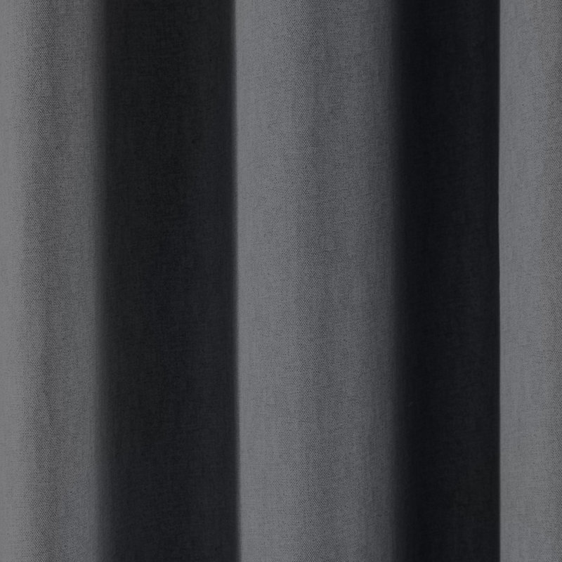 Cotton Blend Room Darkening Curtain Pair, Charcoal, Width 229 x Drop 229 cm
