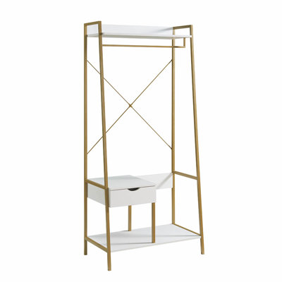 Portemanteau polyvalent avec tablettes ouvertes et fabrication robuste