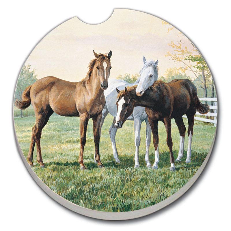 Stoneware Round 2 Piece Car Coaster Set
