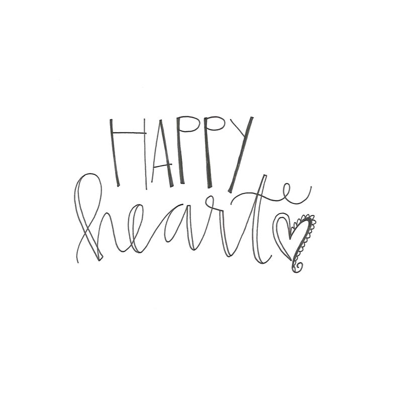 " Happy Heart Script ", 32" H x 48" W