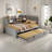 Upholstered Daybed With Trundle, Storage Shelves, Usb & Outlet And Vertical Striped Design-540863686