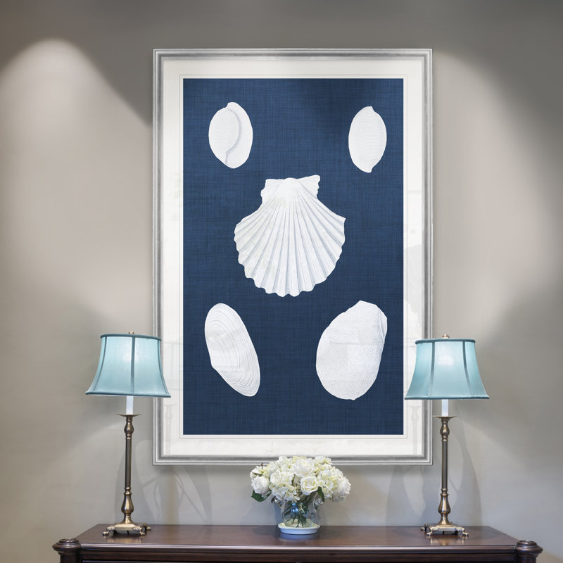 « coquillages blancs iii », reproduction sur toile, H 26,5 po x l 36,5 po x P 1,5 po, Argent