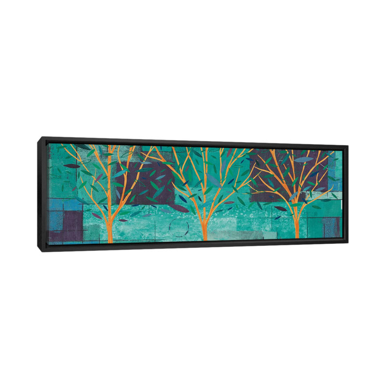 «Watercolor Forest III», impression sur toile tendue, H 12 po x l 36 po x P 1,5 po, Toile avec cadre noir