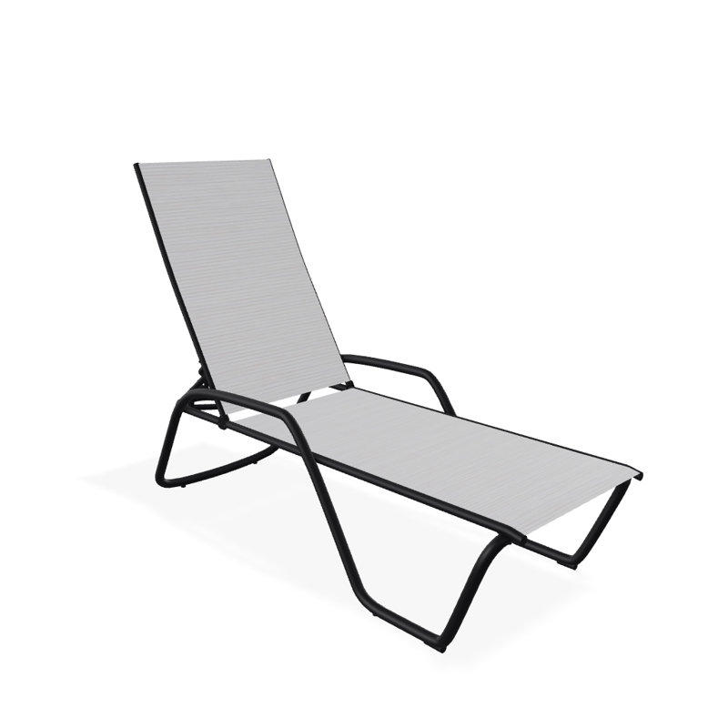 Outdoor Rust-Resistant Metal Chaise Lounge, Textured Black, Abalone