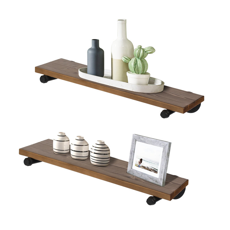 Tablette murale 48 po en bois rustique industriel