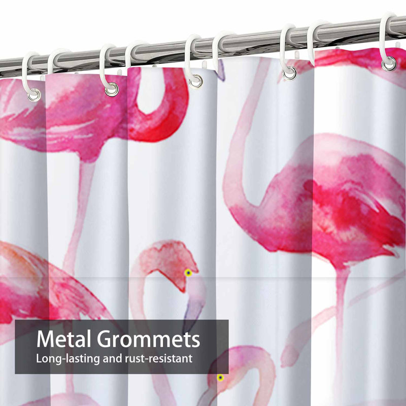 Tissu flamant rose avec 12 crochets aquarelle, L 72 po x l 78 po