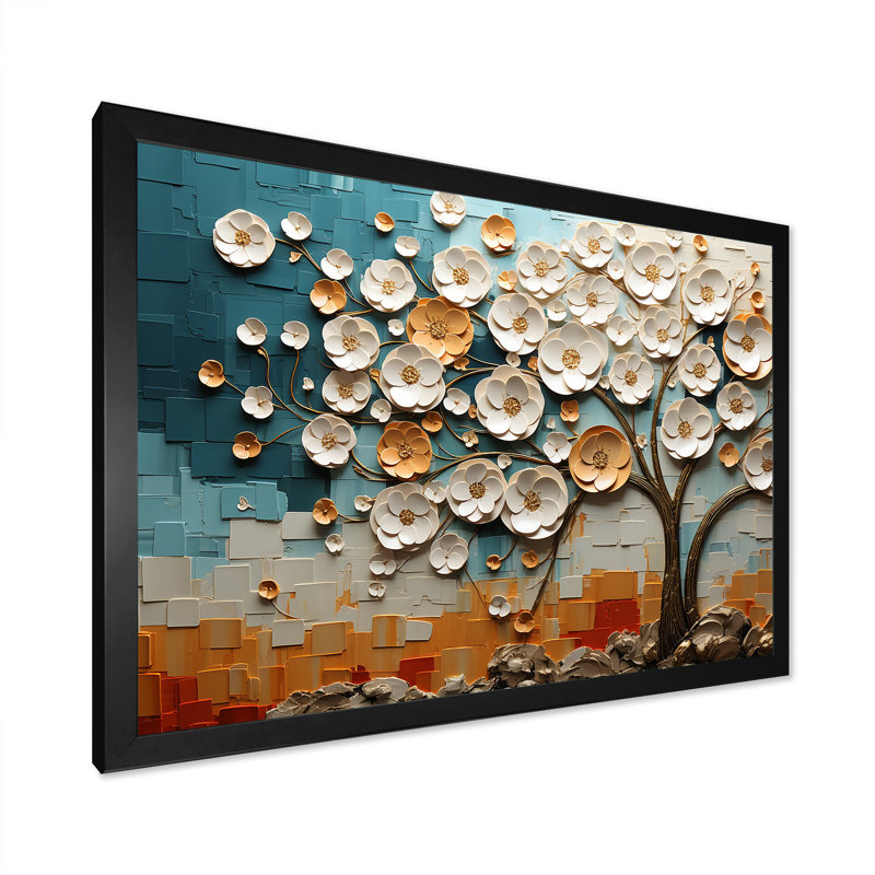 White And Yellow Flower Garden Beauty - Other Plants & Flowers Wall Art, 12" H x 20" W x 1" D, Black Closed Corner Frame