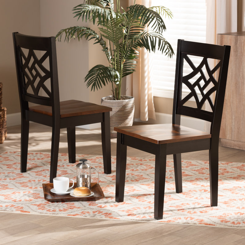 Chaise d'appoint en bois massif Annorah, Brun foncé / Noyer