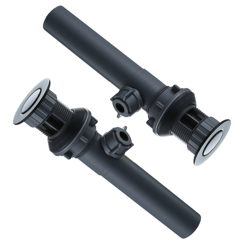 Lift Rod Bathroom Sink Drain with Overflow, Matte Black