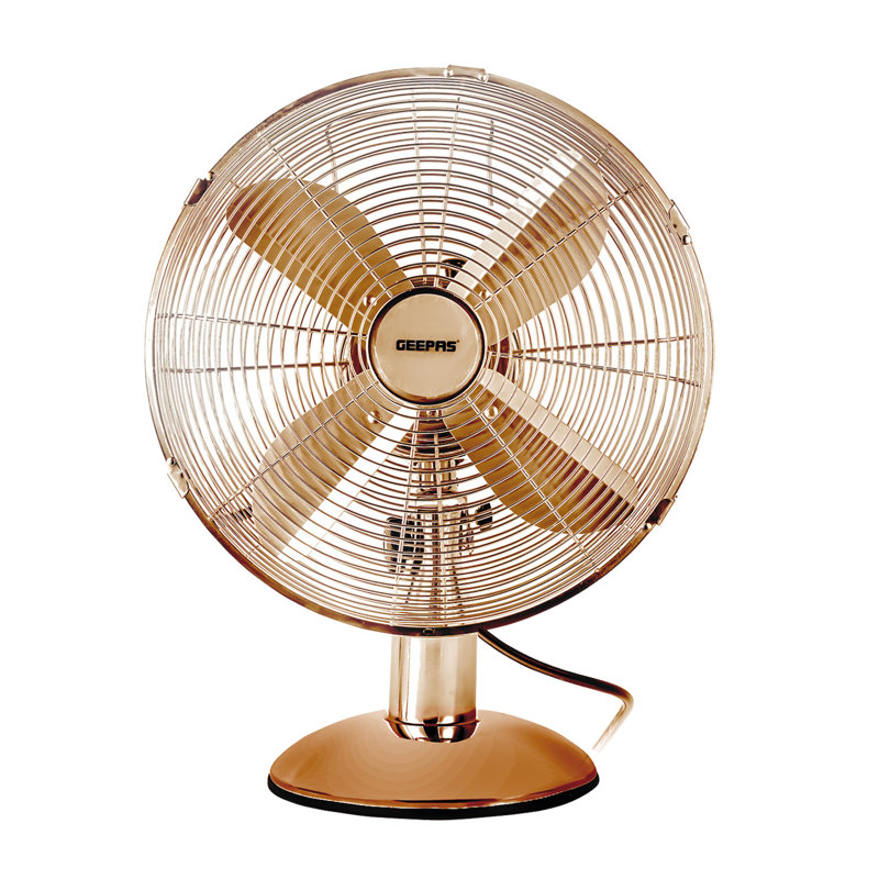 GEEPAS 12” Metal Table Fan | Electric Portable Worktop Desk Fan With 3 Speed 4 PC Aluminium Blades | Adjustable Tilt Wide Angled Oscillation Powerful Airflow for Home Office Use, 35W