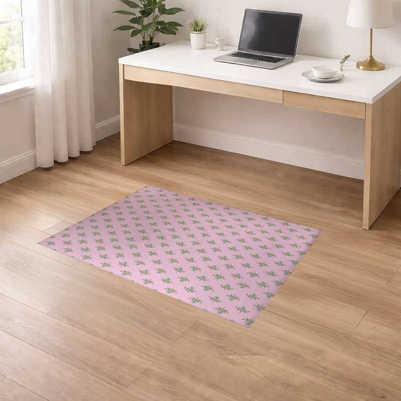 Tapis de bureau léger antidérapant Flora, H 0,1 po x l 60 po x P 36 po, Rose