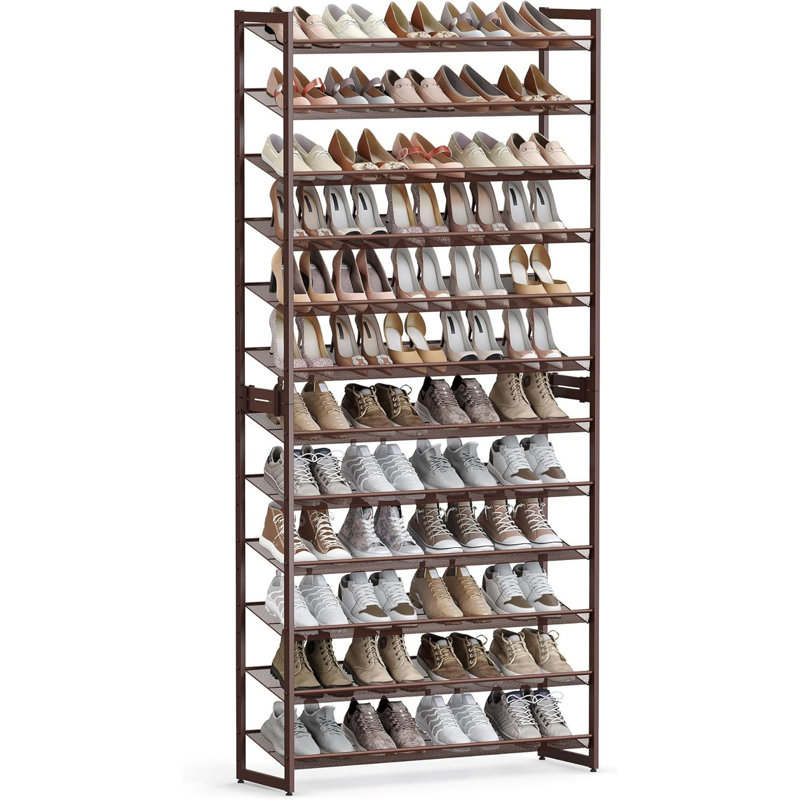 12-Tier Shoe Organizer, Metal Rack for Garage, Set of 2, 6-Tier Stackable Shelf