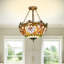 Luminaire suspendu 3 lumières style baroque en verre de style Tiffany
