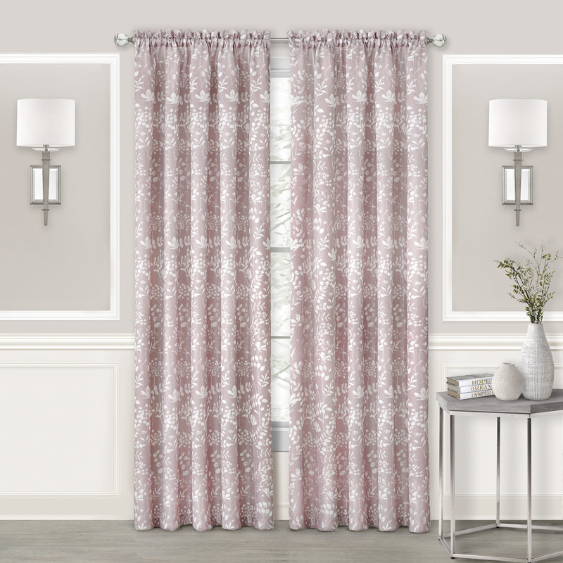 Dungall Polyester Semi-Sheer Single Curtain Panel, 52"W x 63"L, Blush