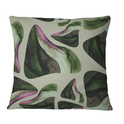 Éléments abstraits vert foncé I - coussin décoratif imprimé moderne