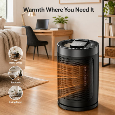 1500W PTC Ceramic Space Heater, Portable Fast Heating Electric Fan with ECO Thermostat 41-95°F & Overheat Protection for Home Office