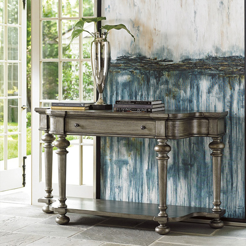 Console de style rétro de style américain, Gris, H 33,5 po x l 59,06 po x P 15,75 po