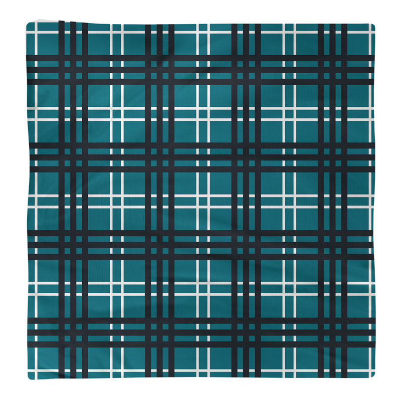Plaid Square Napkin, Teal/White/Black, 10" x 10", Cotton