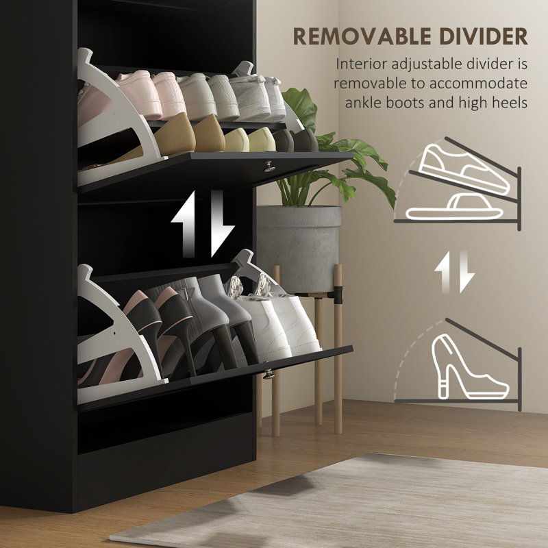 18 Pair Flip Down Shoe Storage, Black