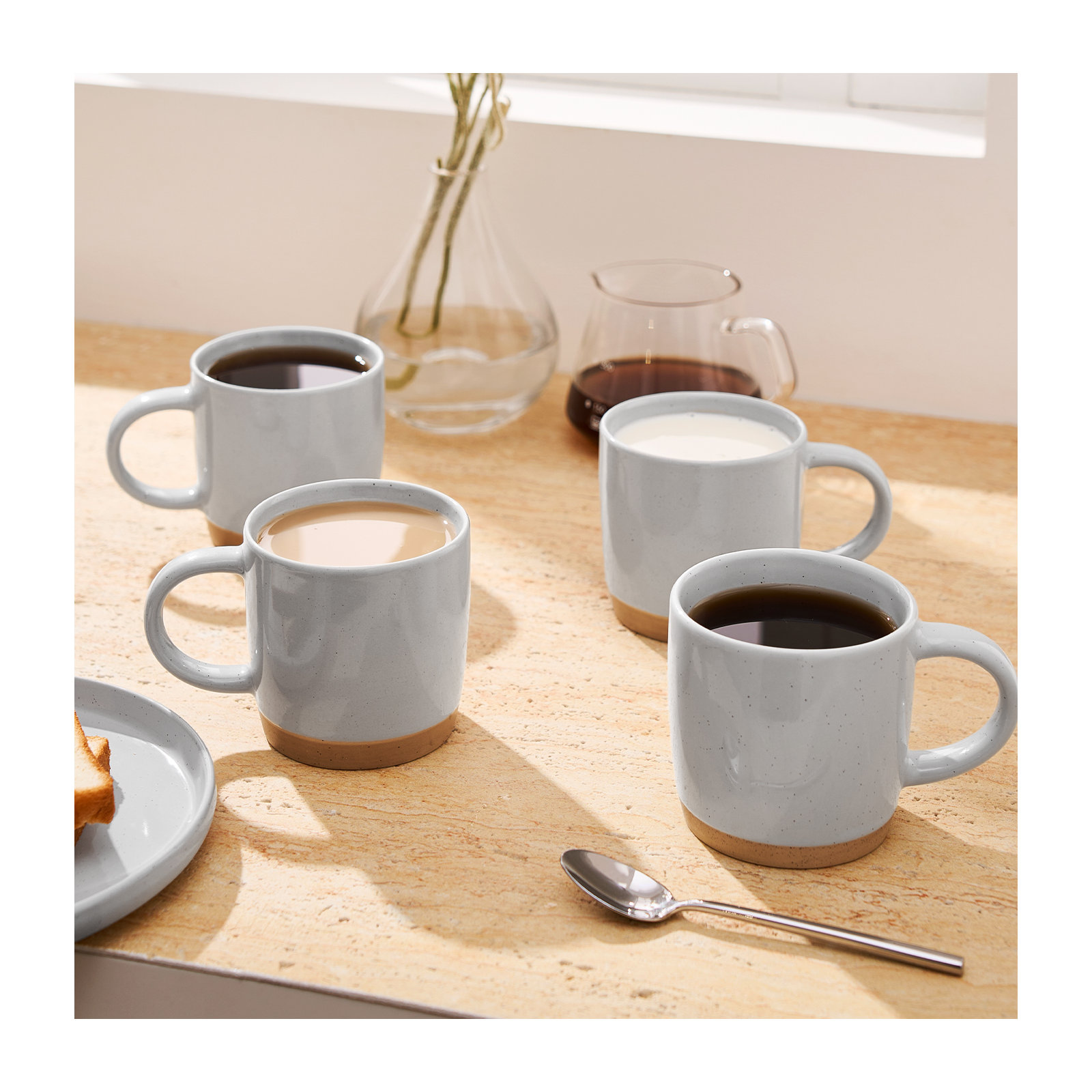 Daytona Stoneware Coffee Mug, Light Gray