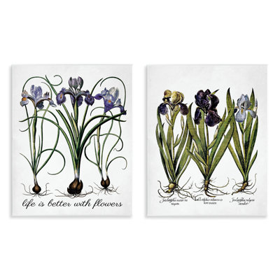 «Better with Flowers Iris Bulb», ensemble de 2 plaques murales avec lettres et lignes