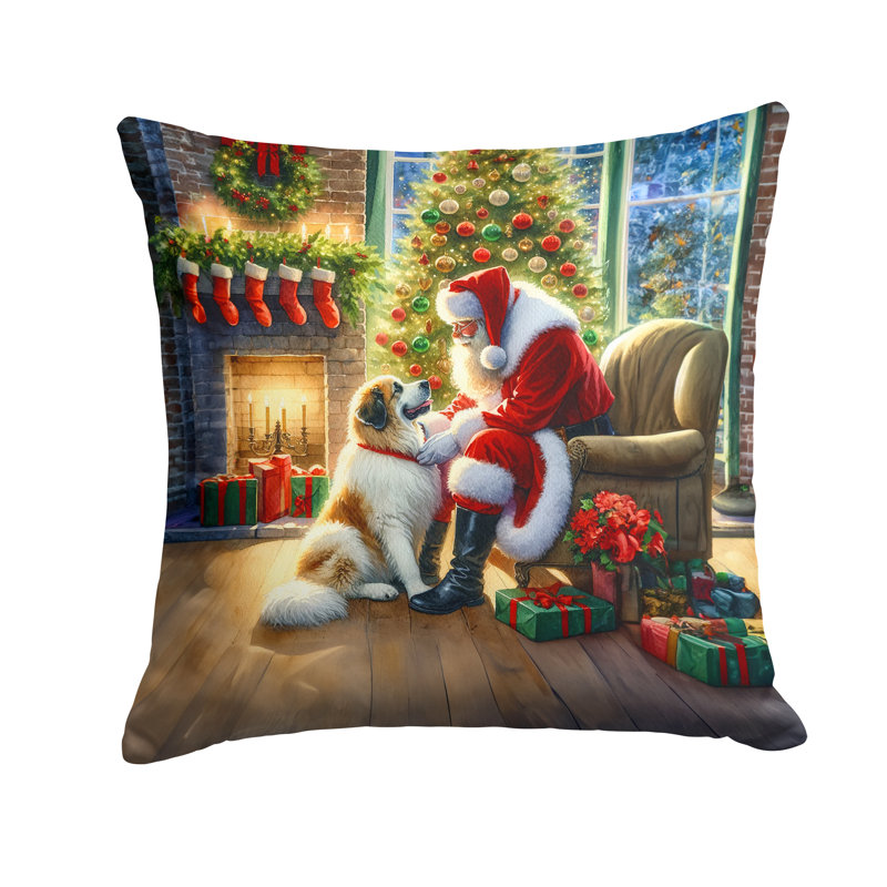 Coussin Great pyrenees and Santa Claus, H 18 po x l 18 po