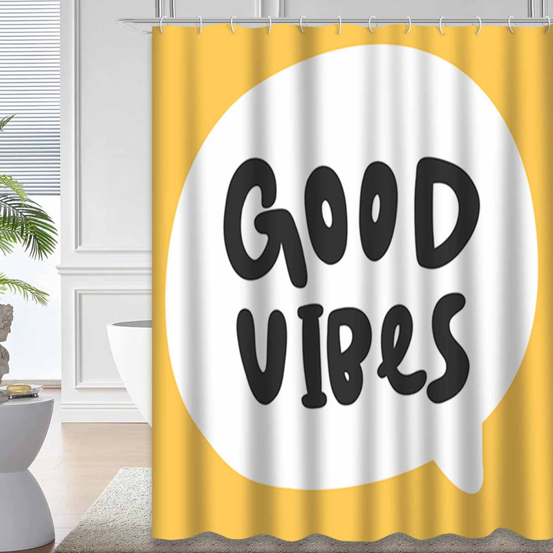 Rideau de douche Good Vibes avec 12 crochets Pop Art, L 72 po x l 72 po