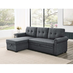 Samantha Corner Sectional Click-Clack Sofa Bed with 2 Storages