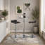 Table de bar ronde contemporaine réglable en argent