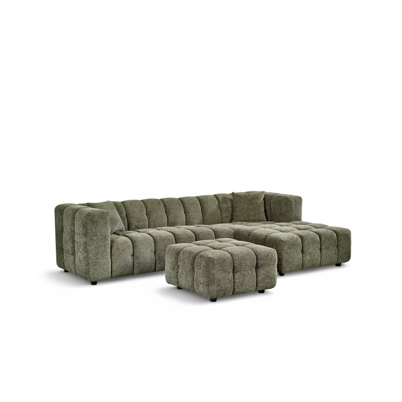 5 Seater Corner Sofa , Right Hand Facing, Green