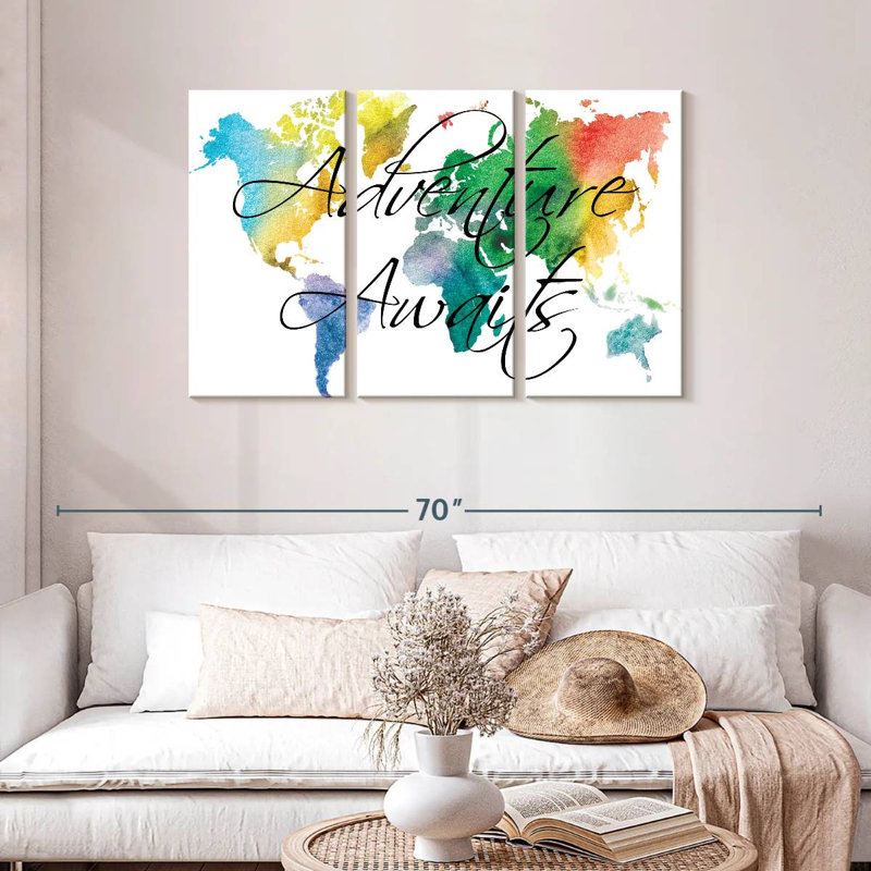 Aliaz Adventure Awaits Color World Map, 42" H x 65" W