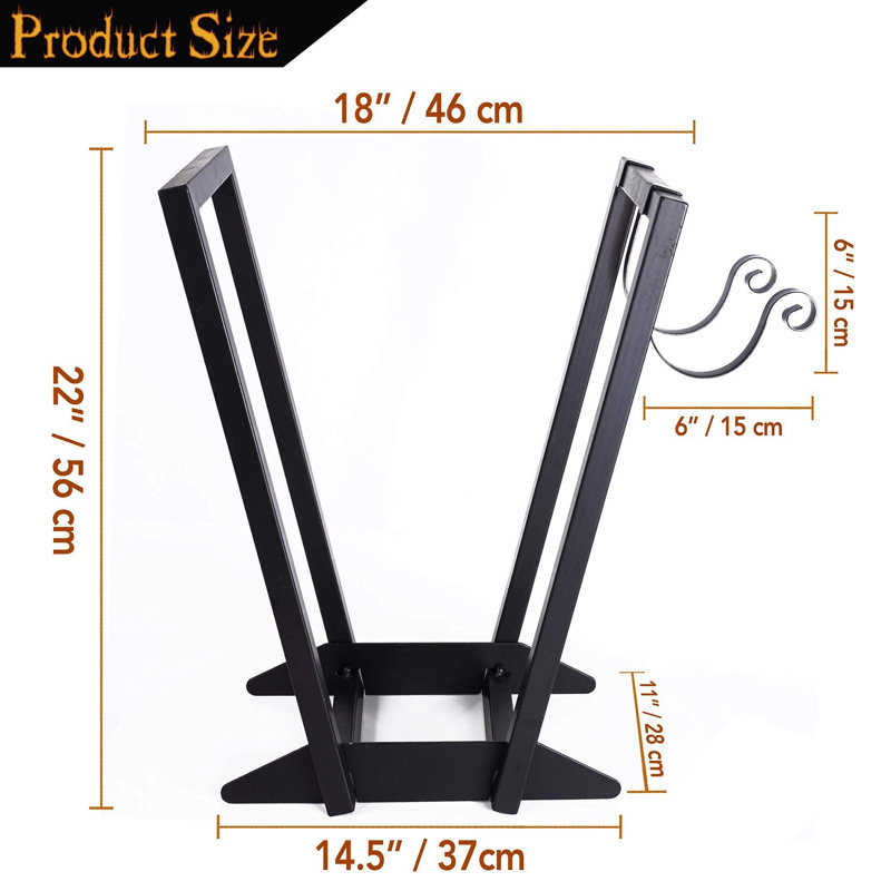 22-Inch V-Shape Adjustable Firewood Rack - Durable Iron, Rust-Resistant, High Capacity