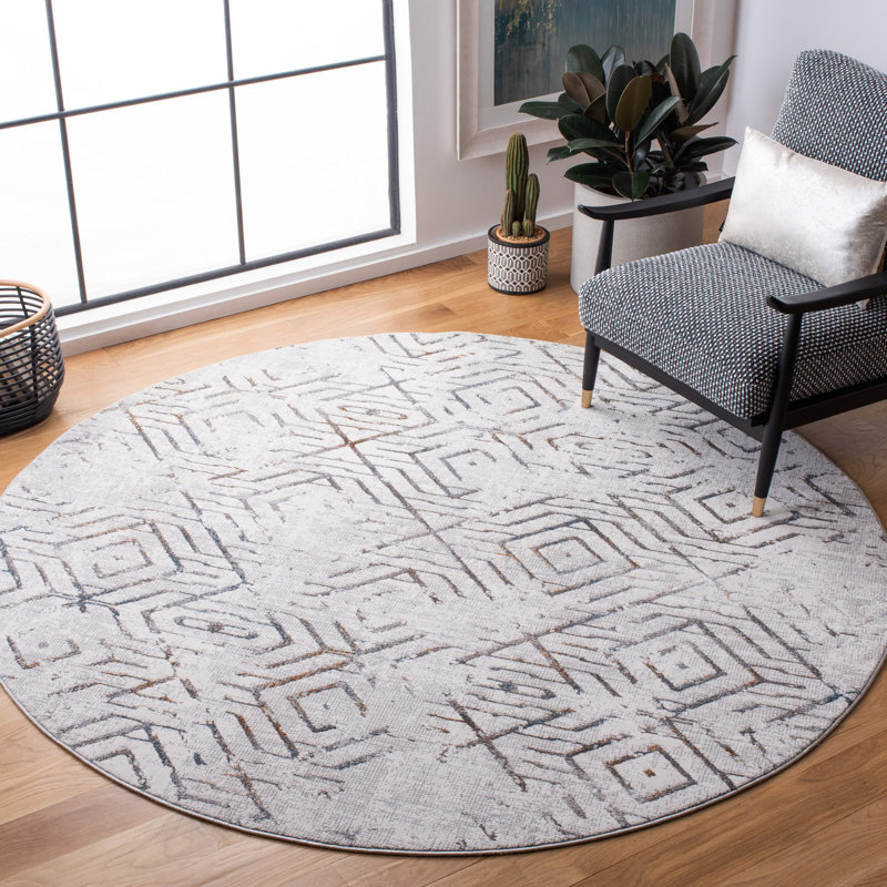 Enya Performance Geometric Rug, Round 6'7"