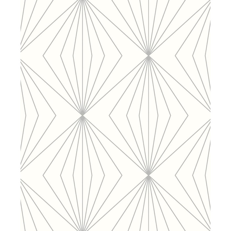 Rouleau de papier peint à motif de losanges L 33 pi x l 20,9 po Vicente, Argent métallique / coquille d'œuf