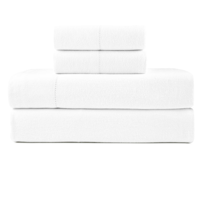 Pointehaven 180 GSM Cotton White Flannel Deep Pocket 3 pc Sheet Set, Twin, White, Twin Sheet Set with 1 Pillowcase