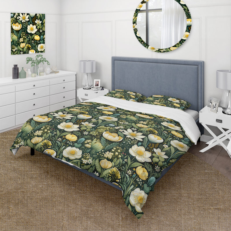 Boho Botanicals Garden I - Ensemble de housse de couette botanique - Microfibre de polyester