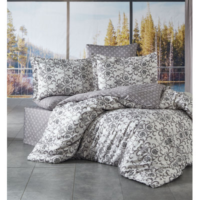 Cotton Satin Damask Duvet Cover