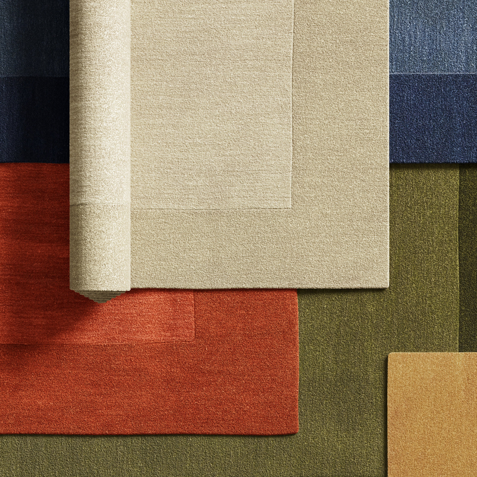 Dolma Khaki Beige Hand-Woven Wool Rug, Square 9'9"