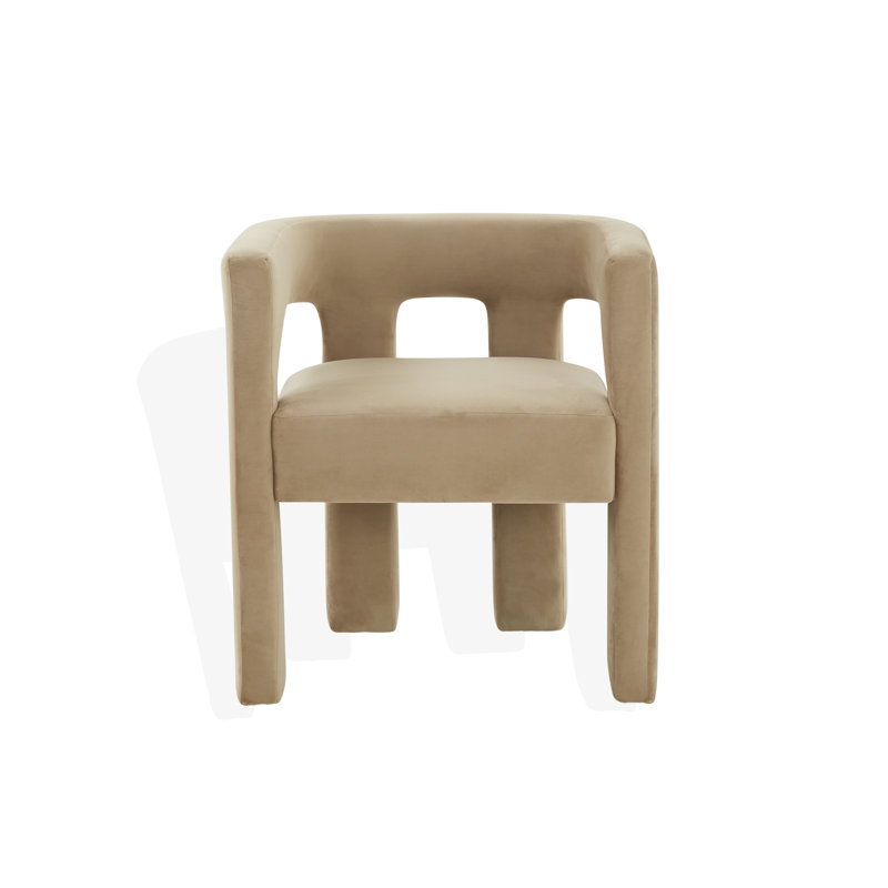 Scott 18.3'' H Leather Upholstered Armchair, Light Brown Velvet