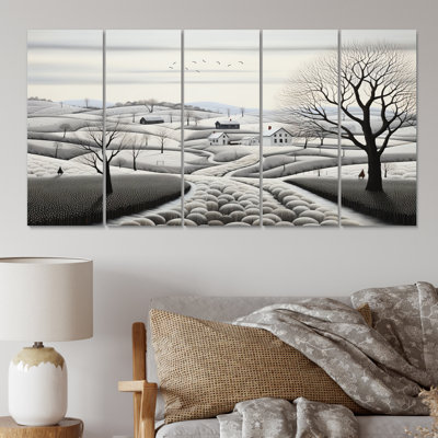 Winter Farm Monochrome Harvest III Landscape & Nature Wall Decor on Metal
